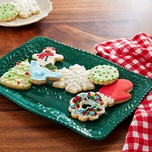 🎄 New Pioneer Woman Green 14" Embossed Sentiment Stoneware Platter